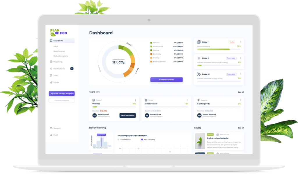 Narzędzie do liczenia i raportowania śladu węglowego w 3 zakresach - Plan Be Eco